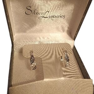 Silver Luxuries Siver Plated Hoop Earrings Genuine Marcasite New In Box